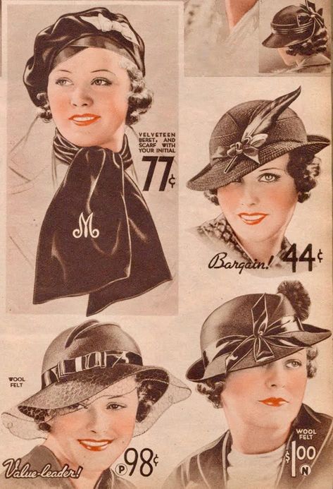 1930s 1930s Womens Hats, 1930s Accessories, 1922 Fashion, 1930s Hats, 1930 Fashion, 30s Fashion, German Women, 40s Fashion, Vintage Hats