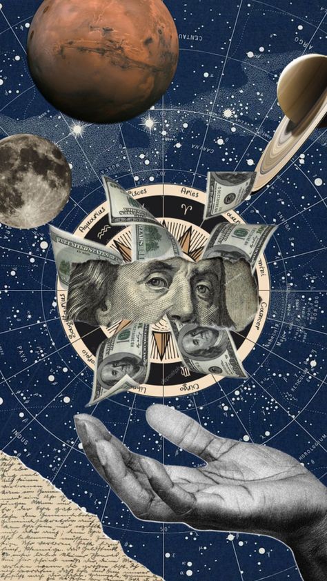 Money Astrology, Astrology Collage, Resin Art, Collage Art, Astrology, Magazine, Money, Collage, Art