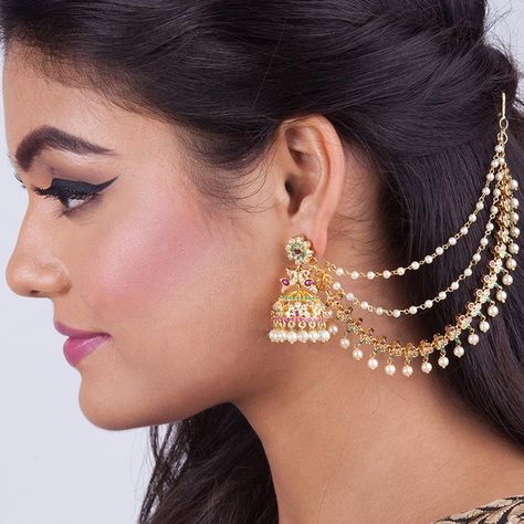 Hair Accessory Shopping | Buy Indian Hair Accessory Online - Tarinika Page 2 Chain Nails, Ear Chain, Antique Jewellery Designs, Gold Necklace Indian Bridal Jewelry, Emerald Earrings Studs, Indian Jewellery Design Earrings, Wedding Jewellery Collection, Indian Jewelry Sets, Bangles Jewelry Designs