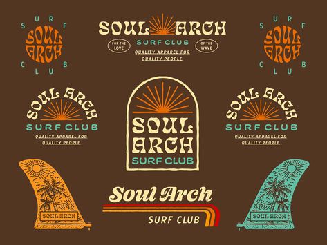 Soul Arch Surf Club by Patrick Carter on Dribbble Surf Club Logo, Surf Logos, Surf Store, Costal Cowgirl, Surf Logo, Surf Club, Sermon Series, Surf Lifestyle, Cafe Logo