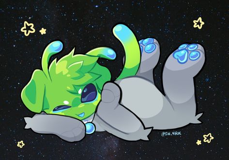 Alien Puppy, Alien Dog Art, Alien Dog Drawing, Green Fursona, Alien Fursuit, Alien Fursona, Alien Boy Oc, Alien Fanart, Cute Alien Oc