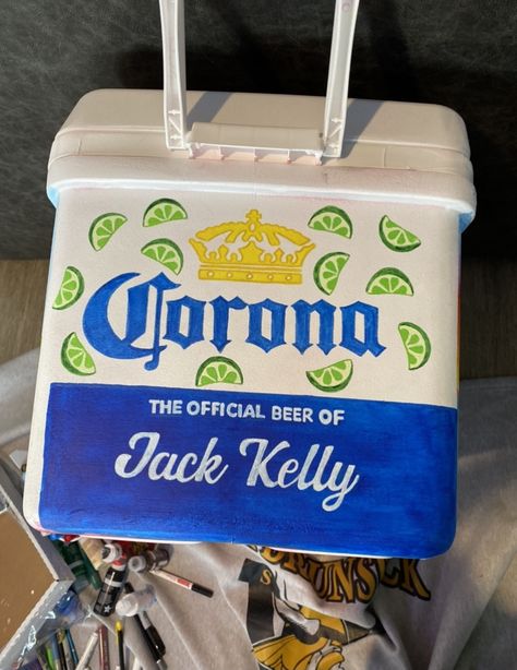 Busch Light Frat Cooler, Fraternity Formal Cooler, Beer Frat Cooler, College Cooler Painting, Ka Frat Cooler, Beta Frat Cooler, Vegas Frat Cooler, Painted Cooler Ideas, Painted Coolers For Guys