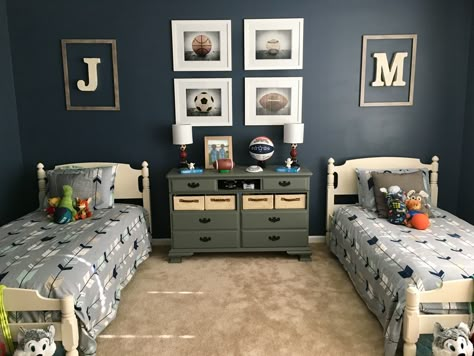 Twin Boys Room, Twin Boys Bedroom, Shared Boys Rooms, Cool Bedrooms For Boys, Boys Bedroom Ideas, Boys Shared Bedroom, Boy Toddler Bedroom, Boys Room Design, Boy Bedroom Design