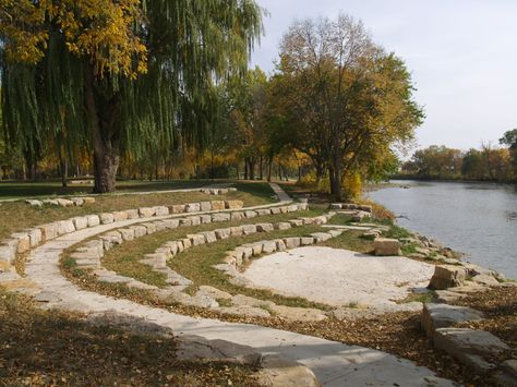 Outdoor Amphitheater Architecture, Outdoor Ampitheater, Riverfront Park, Outdoor Stage, Outdoor Theater, Landscape Elements, Water Sport, Natural Park, Nature Center