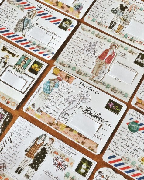 Diy Post Cards Ideas, Vintage Postcard Art, Cute Postcard Ideas, Postcard Art Ideas, Postcard Design Ideas, Snail Mail Crafts, Post Card Art, Postcard Writing, Postcards Inspiration