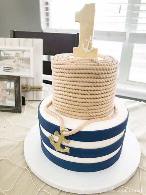 Nautical Birthday Cakes, Nautical First Birthday, Sailor Birthday, Boat Cake, Boys First Birthday Cake, Navy Birthday, Sailor Theme, Nautical Birthday Party, Nautical Cake