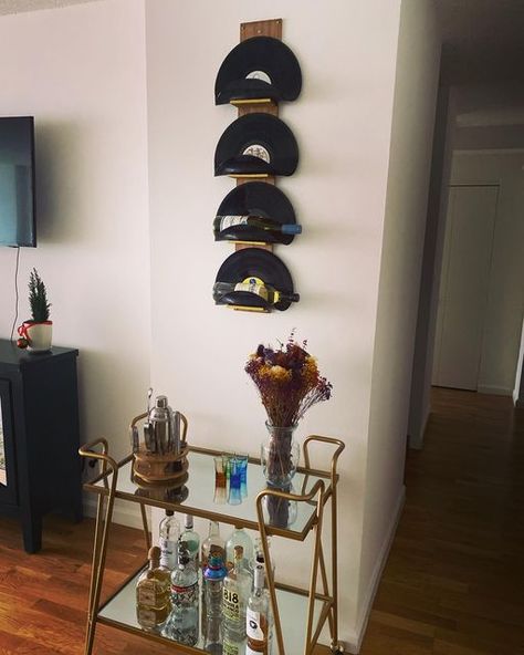 Maribel (((🖤))) on Instagram: "…. when happy customers send me pics 🥰🥂….. a lovingly satisfying experience! . . . . . #handmade #winerack #bottleholder #vinylrecords #vinyl #etsy #etsyseller #etsyshop" Send Me Pics, Diy Wine Rack, Wine Holder, Wine Bottle Holders, Apartment Inspiration, Bottle Holder, Bottle Holders, Vinyl Record, Send Me