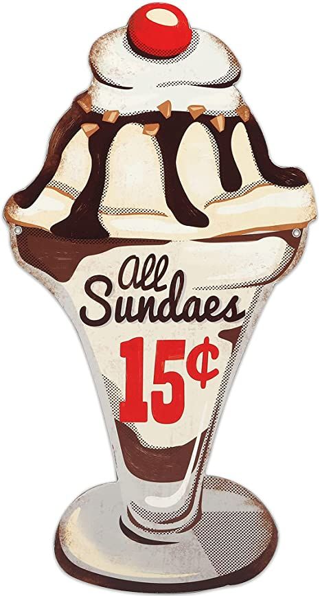 Signs For Kitchen, Diner Aesthetic, Ice Cream Sign, Diner Sign, Diner Decor, Vintage Diner, Vintage Ice Cream, Retro Diner, Retro Wall Decor