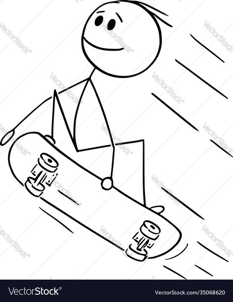 Stick Figure Skateboarding, Simple Skateboard Drawing, Cartoon Skateboard Drawing, Skateboard Drawing Ideas, Stickman Skateboard, Skateboard Drawing Easy, Skater Art Drawing, Skater Doodles, Skate Doodles