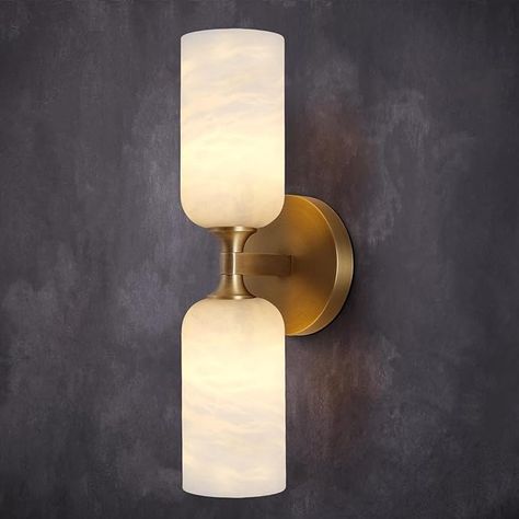 Alabaster 2 Light Wall Sconces, Modern Marble Sconces Wall Lighting, Brass Bathroom Sconces, Gold Wall Light Fixtures for Bedroom Living Room Staircases Vanity Hallway Bedside (Dimmable Bulb INCL) - Amazon.com Light Fixtures For Bedroom, Gold Wall Lights, Modern Marble, Modern Wall Lamp, Bathroom Sconces, Brass Bathroom, Gold Wall, Marble Wall, Wall Lighting