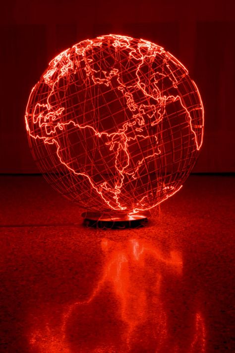 Giant Globe Emanates A Fiery Blaze Mona Hatoum A Globe, Red Light, The Shape, Globe, Red