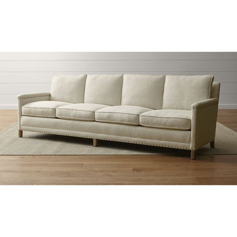 Trevor 4-Seat 106" Grande Sofa Gibson: Oatmeal | Crate and Barrel Extra Long Couch, Chelsea Barracks, Extra Long Sofa, Long Couch, Microfiber Sofa, Sofa Inspiration, Sofa Ideas, Houses Ideas, Long Sofa