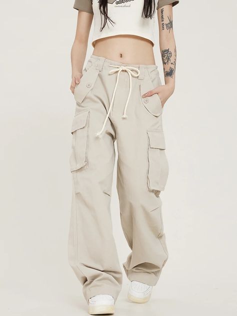 Straight Cargo Pants, Celana Kargo, Safari Style, Hip Hop Streetwear, Garment Labels, Cargo Pants Women, Womens Size Chart, Pants Women, Images Gif