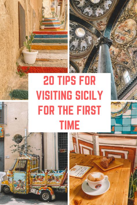 20 things to know when you visit Sicily for the first time. 20 Tips for Visiting Sicily. Sicily Tips. What To Do In Sicily Italy, Sicily Packing List, Catania Sicily Pictures, Best Of Sicily, Rome To Sicily Itinerary, Sicily In November, Palermo Sicily Outfit, Sicily Bucket List, Sicily In Winter