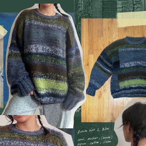 𝓛𝓪𝓹𝓲𝓷 𝓛𝓪𝓹𝓲𝓷 on Instagram: "custom Rothko knit for Salih in BLUE!!! I’m always so so grateful to be able to do commission work, and this was a joy to make.   made with a palette of over 10 different yarn, mohair, alpaca, linen, cotton, merino wool, shetland wool, varied weights and some handspun/dyed.  Referenced 1952 blue green and brown" Mohair Knitting, Mohair Knit, Clothing Diy, Shetland Wool, Handspun Yarn, So Grateful, Sewing Clothes, Knitting Designs, Green And Brown