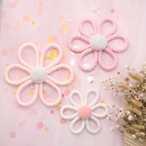 PRICES MAY VARY. 🌼PACKING LIST🌼: You will receive 3 woven daisy flower decorations.One nude, one pink, one white. 🌼EXQUISITE HANDMADE PRODUCTS🌼：Daisy flower wall decorations have high quality cotton rope handmade, exquisite workmanship, bright colours, not easy to fade, deformation, can be used for a long time and repeated. 🌼JUST THE RIGHT SIZE🌼：The handwoven daisy wall comes in three sizes, large (inches), medium (inches), and small (inches), and can be hung on any wall you want to decora Flower Theme Nursery Girl, Girls Flower Room, Daisy Baby Nursery, Flower Theme Nursery, Charlotte Nursery, Pastel Floral Nursery, Wall Flower Decor, Girly Wall Decor, Flower Macrame