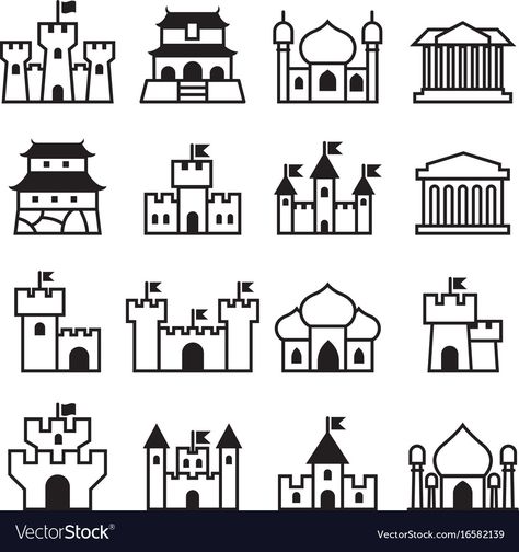 Fantasy Map Icons Castle, Palace Illustration, Ancient Indian History, Chinese Palace, Map Sketch, Map Symbols, Fantasy World Map, Hand Doodles, Map Icons