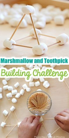 Babysitting Activities Crafts, Marshmallow And Toothpick Building, Toothpick Tower, Marshmallow Toothpick, Vetenskapliga Experiment, Building Challenge, Babysitting Activities, Babysitting Crafts, Daycare Ideas