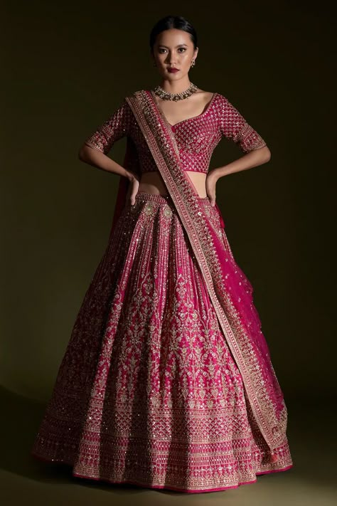 Stunning Viva Magenta Bridal Looks In The Pantone Colour Of The Year 2023 | WedMeGood Lehenga Designs Latest, Bridal Clothes, Pink Bridal Lehenga, Latest Bridal Lehenga Designs, Best Indian Wedding Dresses, Bridal Lehenga Online, Red Bridal Dress, Bridal Lehenga Designs, Latest Bridal Lehenga