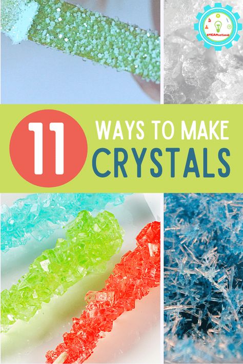 Kid Experiments At Home, Crystals At Home, Diy Crystal Crafts, Grow Crystals, Crystals For Kids, Science Fair Experiments, Elementary Science Experiments, Grow Your Own Crystals, Science Experiments Kids Elementary