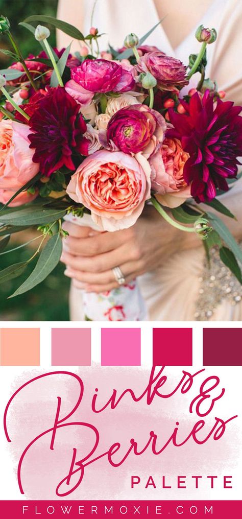 Weddings Ideas Outdoor, Pink Jewel Tone Wedding, How To Ask Guest To Wear A Certain Color, Berry Color Wedding Decor, Red Pink Lavender Wedding, Feb Wedding Flowers, Pinks And Berries Wedding, Burgundy And Magenta Wedding, Valentines Wedding Flowers