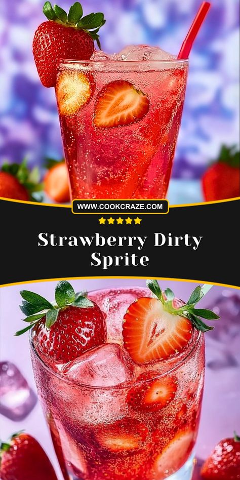 The Strawberry Dirty Sprite is a deliciously refreshing beverage that combines the tangy, bubbly flavor of Sprite with the sweet, juicy taste of muddled strawberries. This simple, non-alcoholic drink is perfect for hot days, parties, or any casual gathering where a cool, flavorful drink is needed. Garnish it with fresh strawberry slices and a sprig of mint for an extra touch of beauty and aroma! Strawberry Slice, Alcoholic Drink, Easy Treats, Desserts Recipes, Non Alcoholic Drinks, Fresh Strawberry, Refreshing Drinks, Hot Days, Non Alcoholic