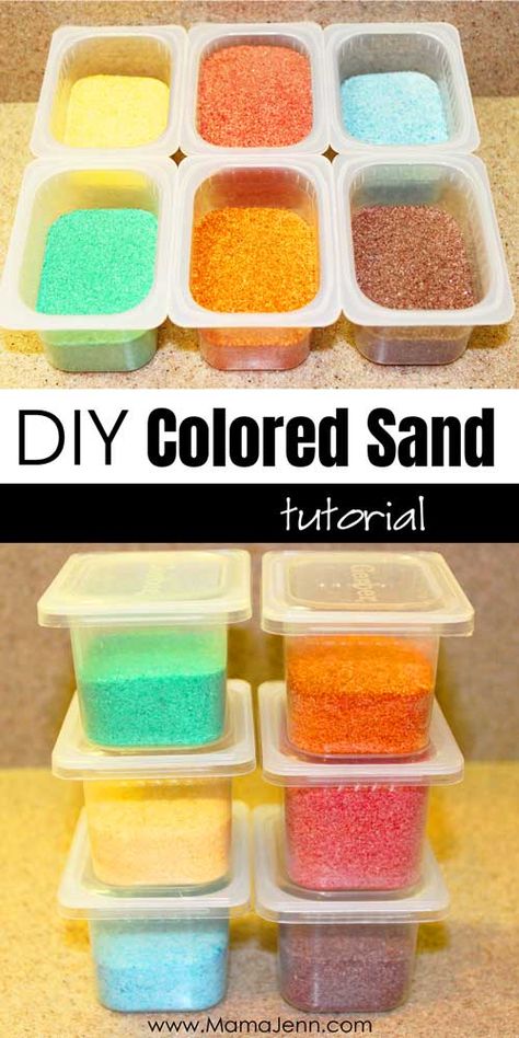 Diy Colored Sand, Sand Recipe, Grandparents Activities, Scuba Vbs, Sand Art Bottles, Sands Recipe, Homemade Paint, 1001 Nights, Camp Crafts