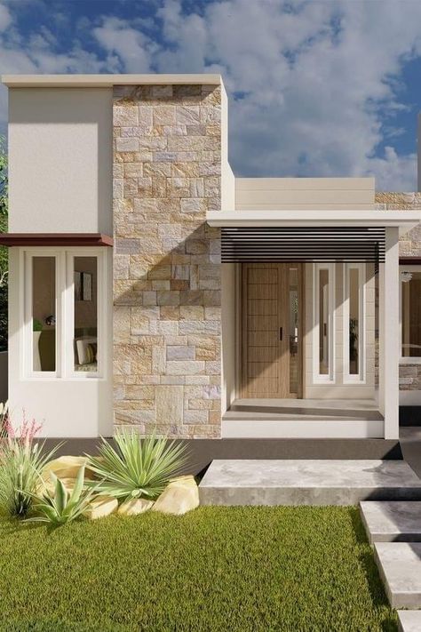 Small House Ideas Exterior, Small House Facade, Minimalist House Exterior, Small House Exterior Design, House Entrance Design, Casa Minimal, House Facade Design, Fachada Exterior, Modern House Colors