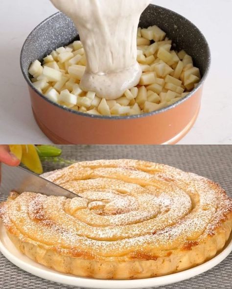 Cream Filled Apple Cake, Apple Sauce Coffee Cake, Apple Cream Cake Recipe, Tart Apple Recipes, Apple Cream Cake, Apple Cake Filling, Apple Filling Recipes, Peach Yogurt Cake, Apple Cream Pie