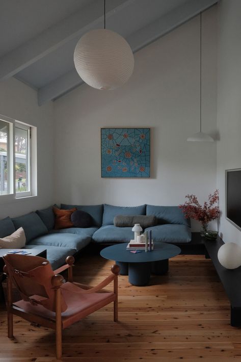 Photo 3 of 17 in This Australian Beachcomber Is a Study in Color 1970s Home, The Local Project, Blue Sofa, New Living Room, Interior Inspo, House Inspo, Coffee Tables, Architecture House, House Colors