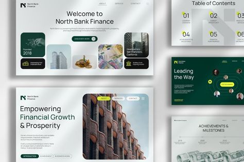 NorthBank Modern Fintech Powerpoint NF Incl. fintech & financial - Envato Business Company Profile, Financial Investment, Finance Bank, Presentation Folder, Template Site, Business Company, Online Banking, Personal Portfolio, Investment Banking