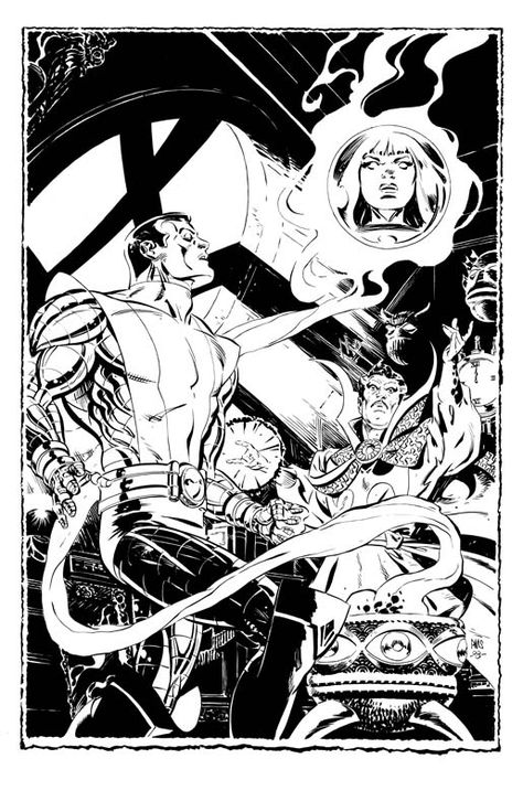 Smith, Paul - Colossus & Dr. Strange Commission (Scan) Comic Art Mother Relationship, Coloring Practice, Steve Ditko, Type Illustration, Comic Book Pages, Uncanny X-men, Dr Strange, Man Thing Marvel, Silver Surfer