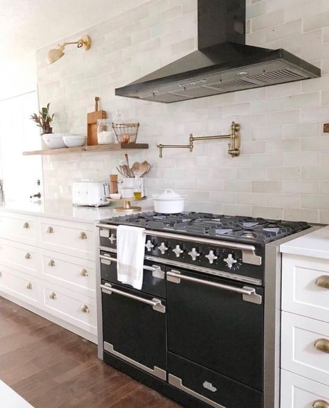 Aga Elise Range Review - Daly Digs White And Black Farmhouse Kitchen, White And Black Farmhouse, Luxury Countertops, Black Farmhouse Kitchen, Aga Kitchen, Aga Cooker, Farmhouse Kitchen Inspiration, Light And Dwell, Custom Kitchens Design