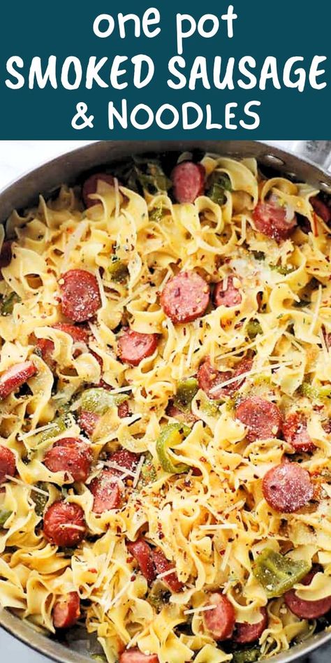 Noodles Sausage Dinners, Egg Noodles Sausage, Keilbasa And Noodles, Sausage And Noodles Easy, Egg Noodles And Smoked Sausage, Sausage Noodles Recipes, Sausage Keilbasa Recipes, Cabbage And Noodles With Smoked Sausage, Sausage Egg Noodles