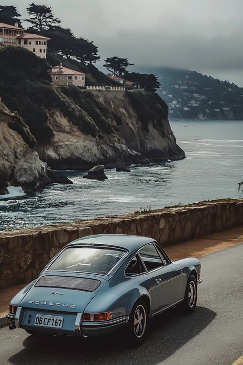 Inspirational Digital Art, Porsche 964, Vintage Porsche, By The Ocean, Car Girl, Car Parking, Blue Gray, The Ocean, Blue Grey