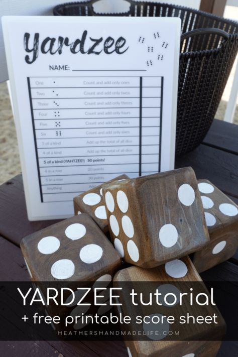 Yardzee! DIY Yahtzee for the yard {Heather's Handmade Life} Yardzee Diy, Yard Yahtzee, Diy Yard Games, Backyard Activities, Woodworking Box, Woodworking For Kids, Yard Games, Backyard Games, Diy Yard