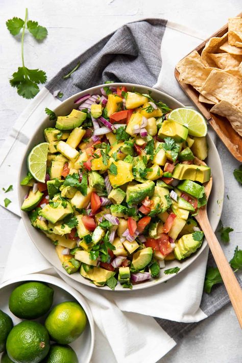 Hot Mexican Street Corn Dip, Hot Mexican Street Corn, Pineapple Avocado Salsa, Corn Elote Recipe, Elote Dip Recipe, Fresh Corn Salsa, Avocado Corn Salsa, Roasted Tomatillo Salsa, Chicken Taco Salad