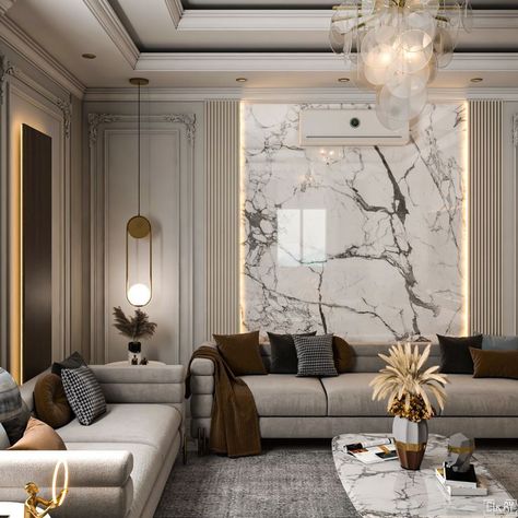 Men Majles Neoclassic style Marble Walls, Drawing Room Design, Neoclassical Interior, Luxury Living Room Design, Classic Interior Design, Room Deco, Living Room Design Decor, Classic Interior, New Classic