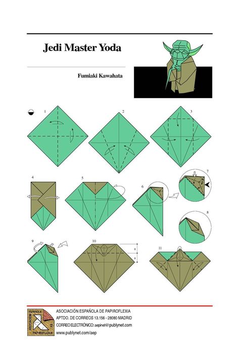 Origami Stella, Star Wars Origami, Jedi Master Yoda, Origami Yoda, Origami Star Box, Origami Diagrams, Tutorial Origami, Origami For Beginners, Master Yoda