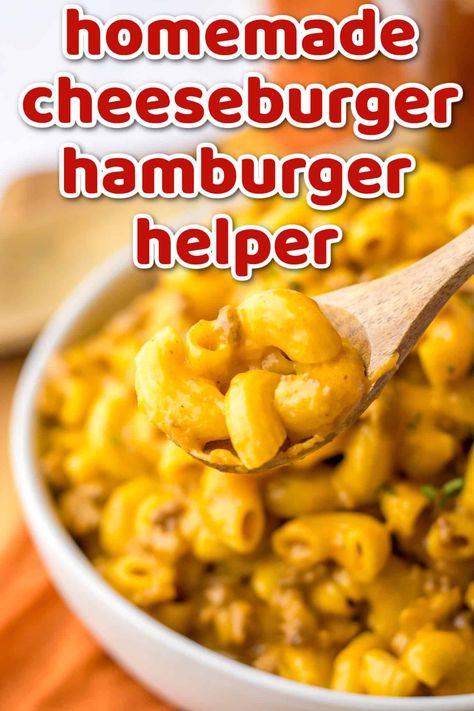 Homemade Cheeseburger Hamburger Helper - Life With The Crust Cut Off Homemade Cheeseburger Hamburger Helper, Cheeseburger Hamburger Helper, Homemade Cheeseburgers, Hamburger Helper Recipes, Hamburger Dishes, Cheeseburger Pasta, Turkey Meatloaf Recipes, Budget Friendly Dinner, Homemade Hamburgers