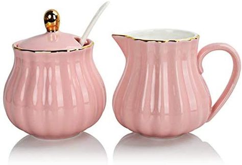 Afternoon Tea Set, Sugar And Creamer Set, Coffee Serving, Sugar Jar, Sugar Bowls And Creamers, Theme Color, Pink Sugar, Teapots And Cups, Elegant Flowers