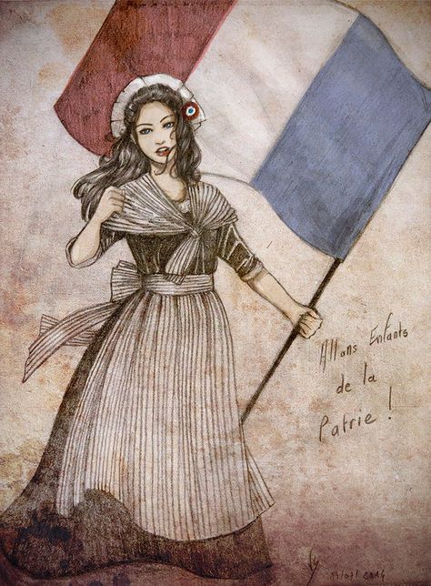 "Allons Enfants de la Patrie !" by Vassantha French Revolution Drawing, French Revolution Art, France Revolution, Atom Project, Revolution Art, Creative School Project Ideas, 19th Century Clothing, طابع بريدي, France Flag