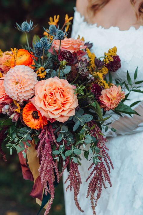 Free Spirited Wedding, Fall Boho Wedding, Fall Bridal Bouquet, Free Spirit Wedding, Whimsical Woodland, Bridal Bouquet Fall, Floral Design Studio, Ozark Mountains, Fall Wedding Bouquets