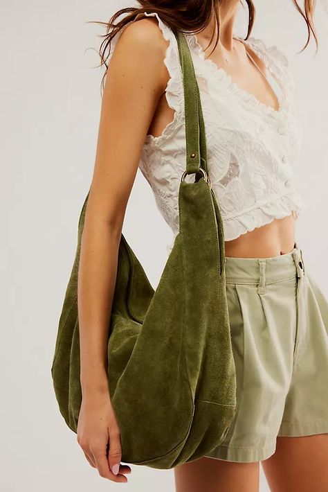 Handbags, Purses + Bucket Bags | Free People Slouchy Hobo Bag, Slouchy Tote, Suede Tote Bag, Slouchy Bag, Fall Bags, Suede Purse, Slouchy Style, Suede Tote, Daily Bag