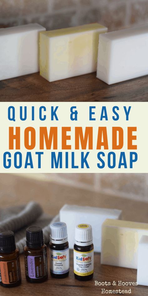 How to make a quick & easy homemade goat milk soap recipe at home. Goat Milk Soap Recipe, Milk Soap Recipe, Homemade Goat Milk Soap, Goat Milk Recipes, Goats Milk Soap Base, Diy Soap Bars, Soap Melt And Pour, Melt And Pour Soap, Soap Recipe