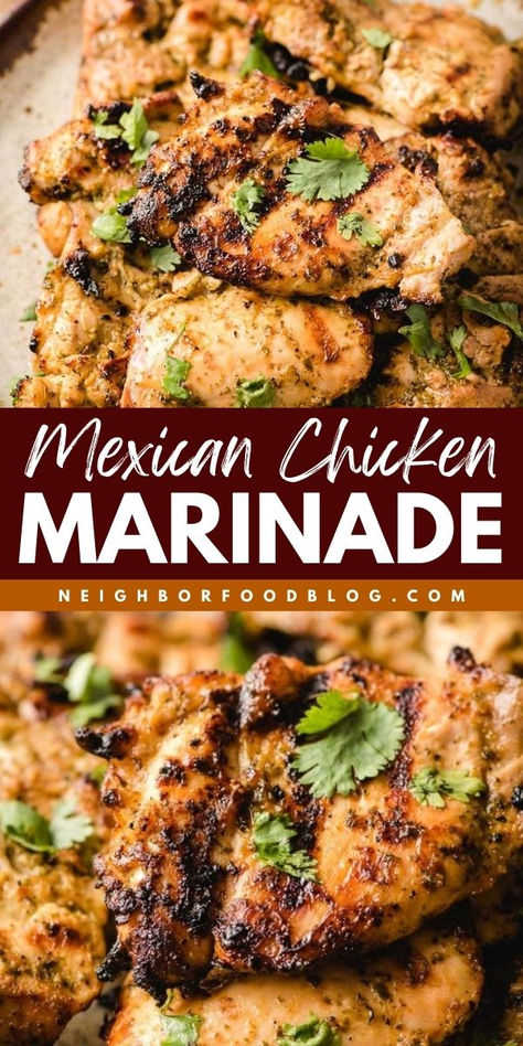 What your Mexican main courses need! Your Cinco de Mayo dinner party won't be complete without this Mexican chicken marinade recipe. Not only does it make the best grilled chicken, but you can also use it for fajitas, tacos, or salads! Cinco De Mayo Dinner Party, Fajita Chicken Marinade, Mexican Chicken Breast, Mexican Chicken Marinade, Mexican Chicken Tacos, Mexican Grilled Chicken, The Best Grilled Chicken, Best Grilled Chicken, Grilled Chicken Tacos