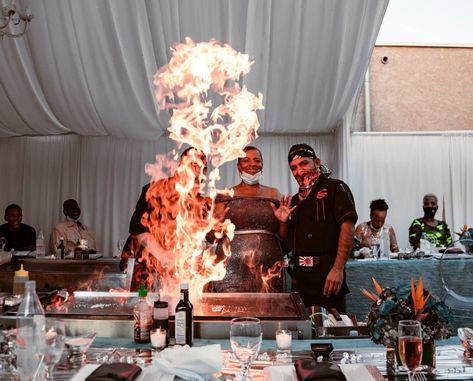 Hibachi Bday Party, Teppanyaki Restaurants, Pinterest Challenge, Japanese Cooking, Catering Companies, Backyard Party, Catering Services, Dinner Parties, Family Gathering