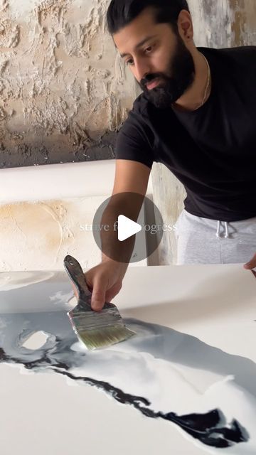 A short video of my process.. The final touches are the most important - I loved finishing this piece with resin, and then to frame in a beautiful bronze frame! #abstractart #abstractpainting #artforsale #artcurator Paynes Grey, Love The Process, Grey Abstract Art, Abstract Art Painting Techniques, Daler Rowney, Grey Painting, New Painting, Pouring Painting, Art Curator