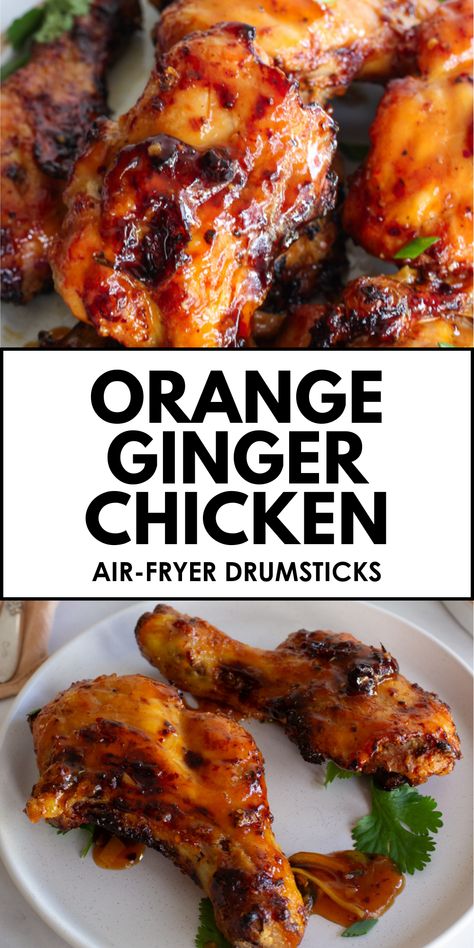 Enjoy orange ginger glazed air fryer chicken drumsticks. Sweet, tangy, and perfectly crispy, these drumsticks are a family favorite. Airfryer Drumsticks, Drumsticks In Airfryer, Chicken Drumsticks Marinade, Drumsticks Marinade, Easy Drumstick Recipes, Breaded Air Fryer Chicken, Chicken Drumstick Marinade, Air Fryer Chicken Drumsticks, Lemon Ginger Chicken