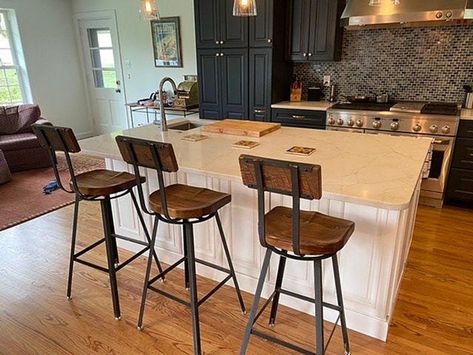 Wood Mosaic Tile, Honed Marble Tiles, Sandstone Tiles, Industrial Stool, Industrial Bar Stools, Bar Stools With Backs, Industrial Bar, Curved Wood, Stools With Backs